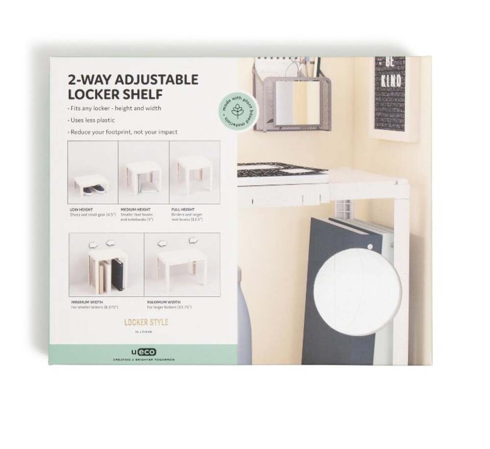 2 Way Adjustable Locker Shelf White U Brands Eco Plastic